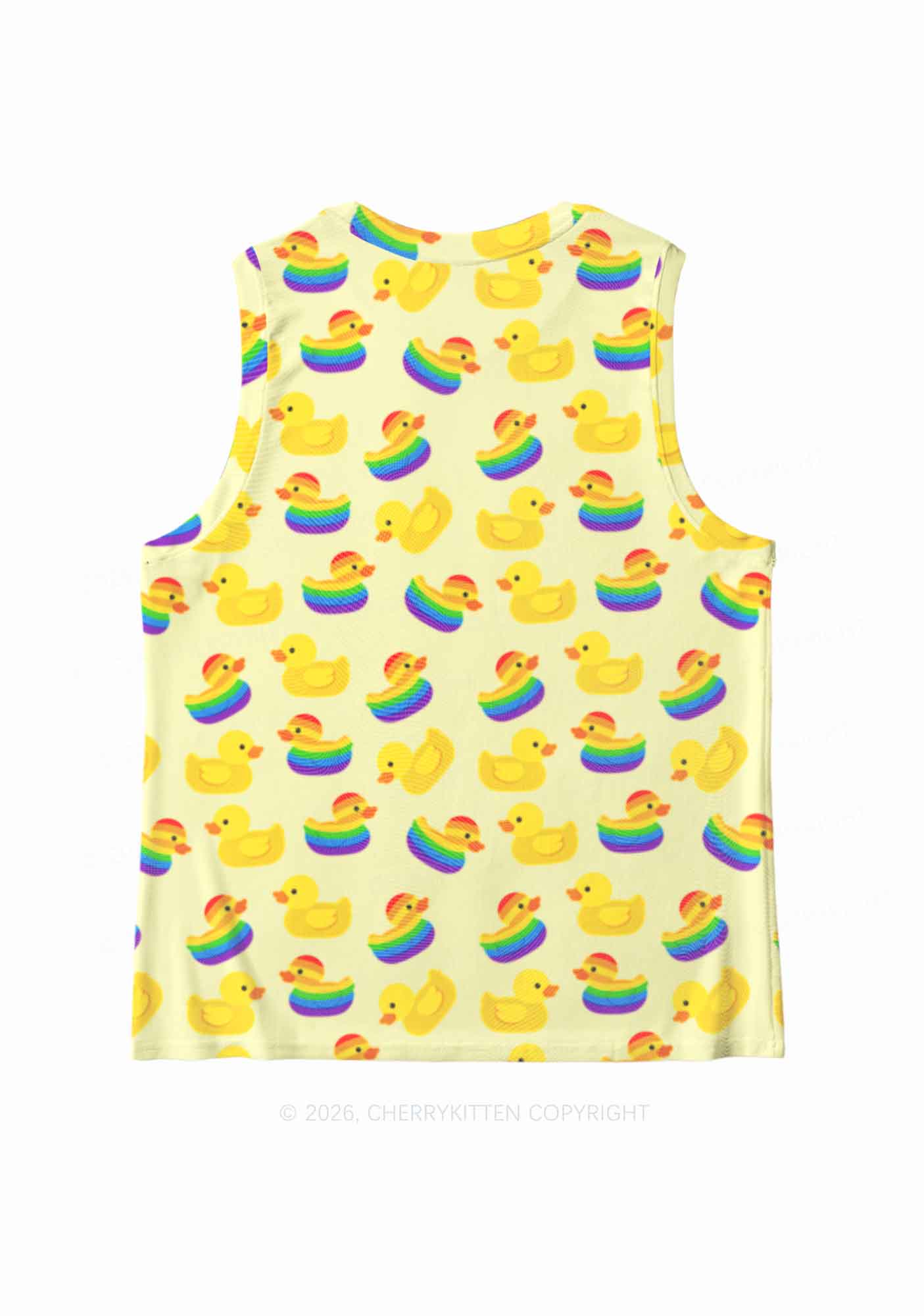 Rainbow Ducks Pride Y2K Mesh Muscle Tank Cherrykitten
