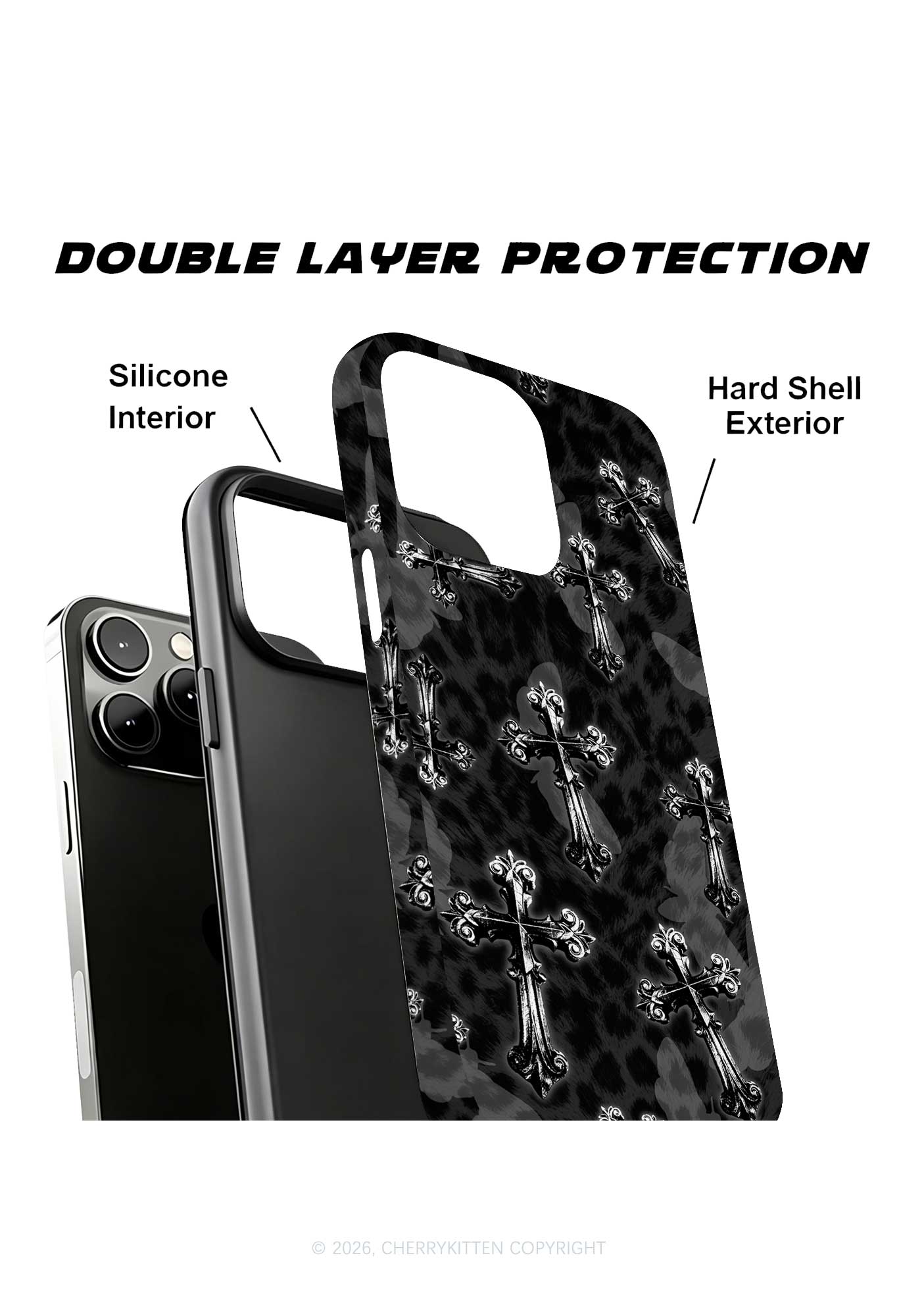 Halloween Gothic Cross Moth Leopard Y2K Phone Case Cherrykitten