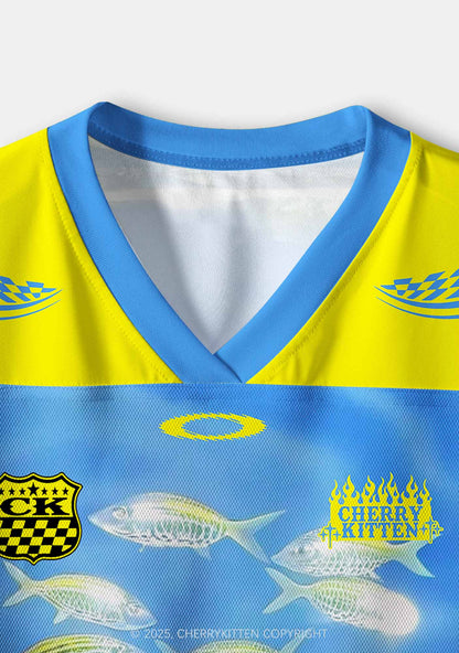 Custom Undersea Fish Y2K Crop Sport Jersey Shirts Cherrykitten