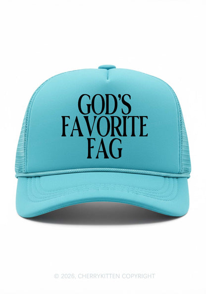 Gods Favorite Fag Pride Y2K Trucker Hat Cherrykitten
