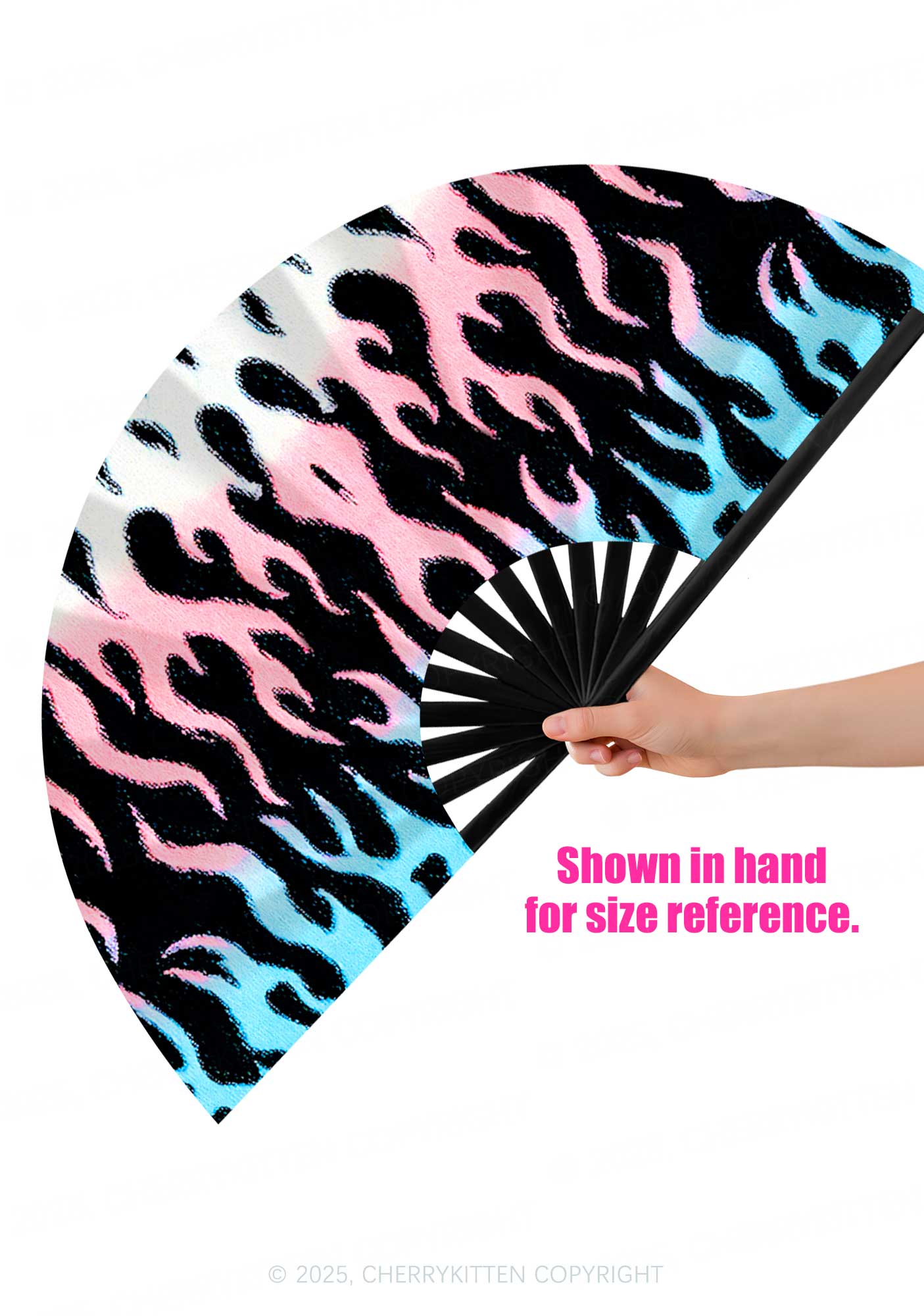 Trans Flame Pride Y2K Rave Hand Fan Cherrykitten