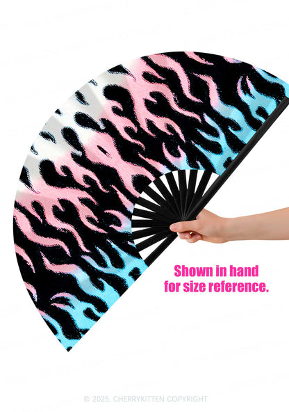 Trans Flame Pride Y2K Rave Hand Fan Cherrykitten
