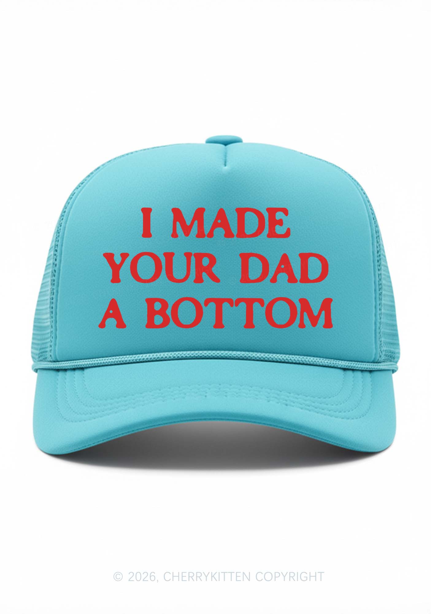 Made Your Dad A Bottom Pride Y2K Trucker Hat Cherrykitten
