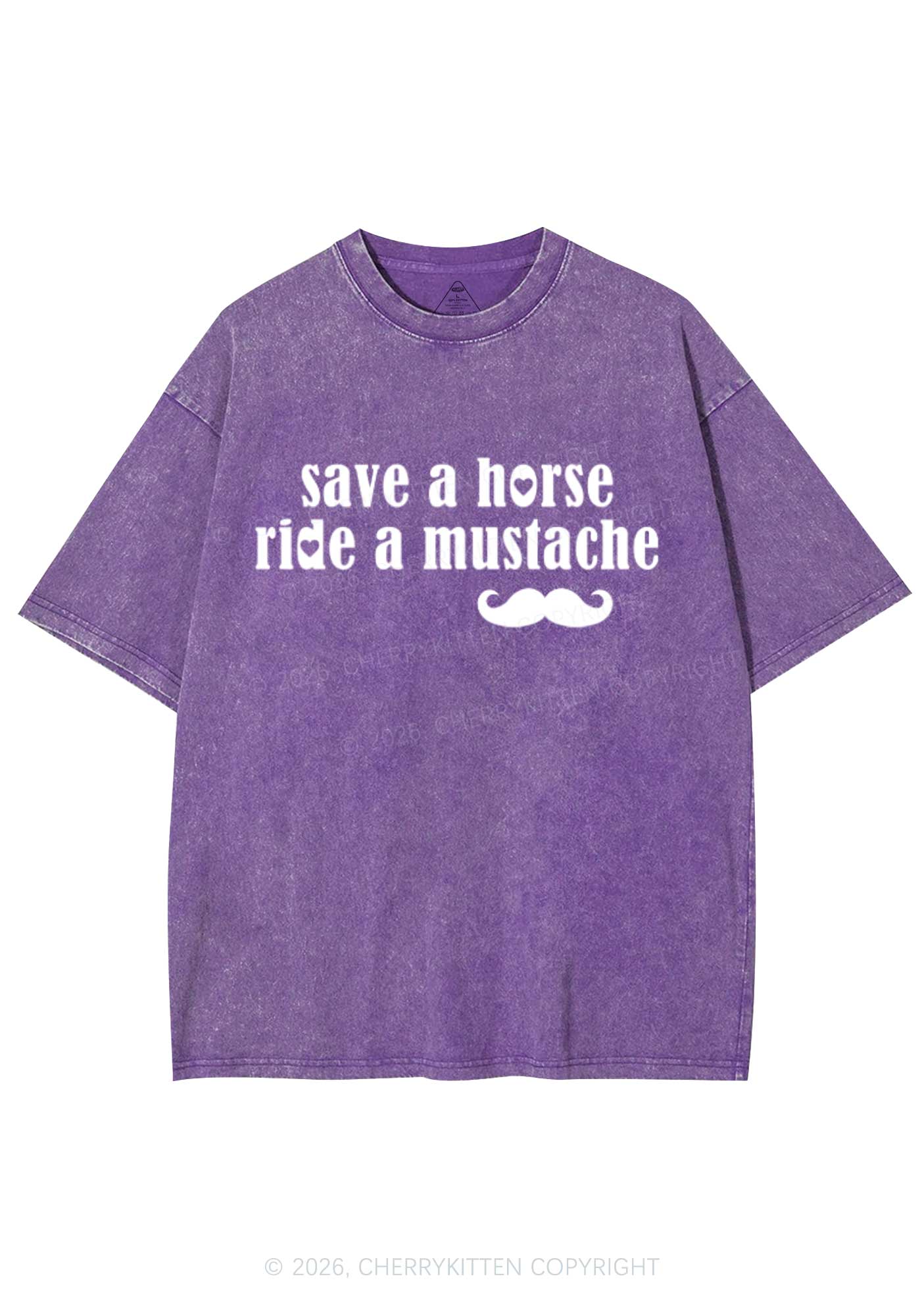 Ride A Mustache Valentine's Day Y2K Shirts Washed Tee Cherrykitten