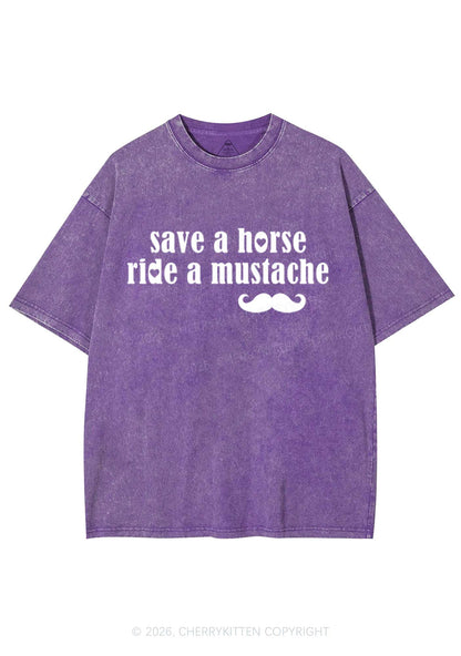 Ride A Mustache Valentine's Day Y2K Shirts Washed Tee Cherrykitten