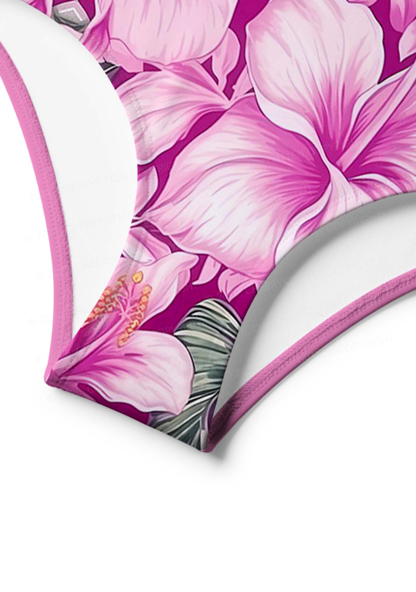 Purple Blossoms Y2K Print Bikini Set Cherrykitten