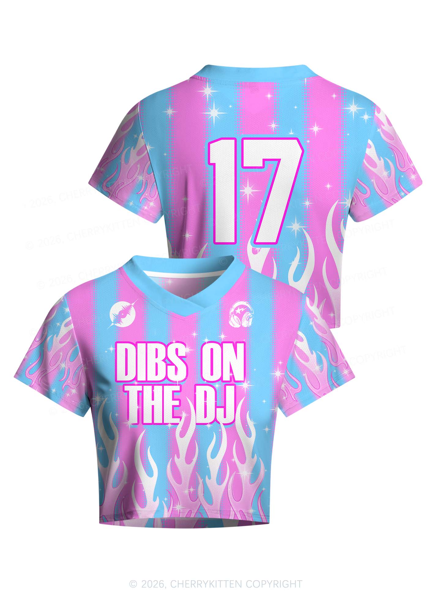 Dibs On The DJ Y2K Crop Football Jersey Shirts Cherrykitten