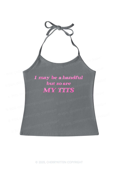 Glitter I May Be A Handful Y2K Halter Neck Cami Cherrykitten