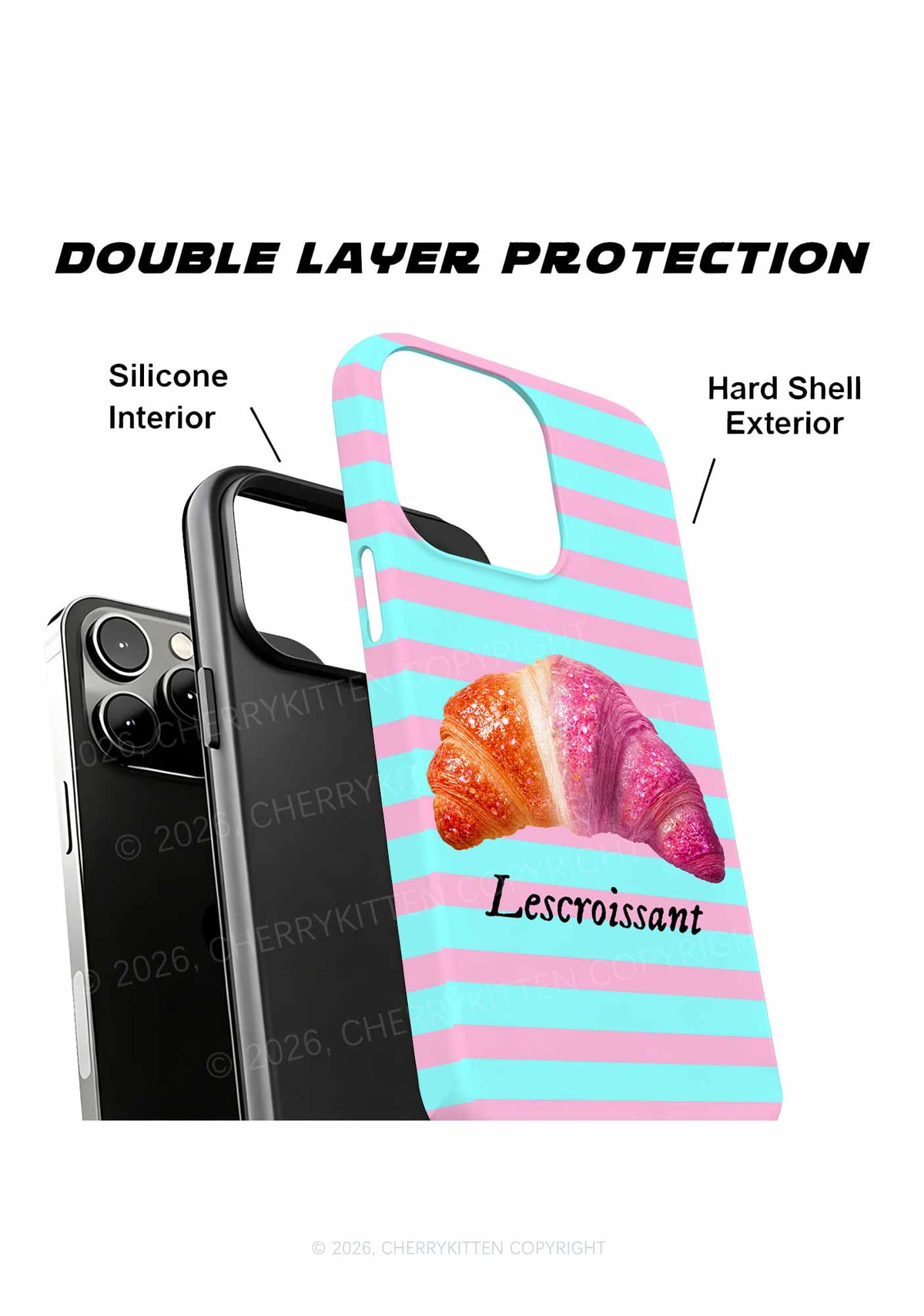 Lescroissant Pink Blue Stripes Pride Y2K Phone Case Cherrykitten