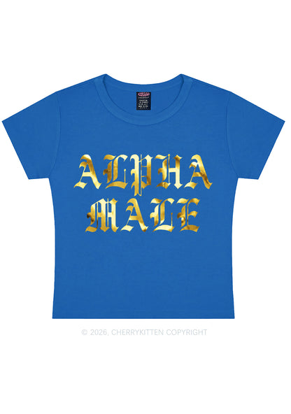 Alpha Male Silver Foil Printed Y2K Baby Tee Cherrykitten