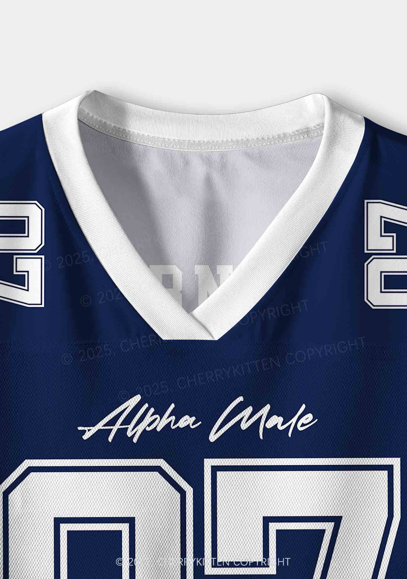 Custom Dark Blue Alpha Male Y2K Crop Sport Jersey Shirts Cherrykitten