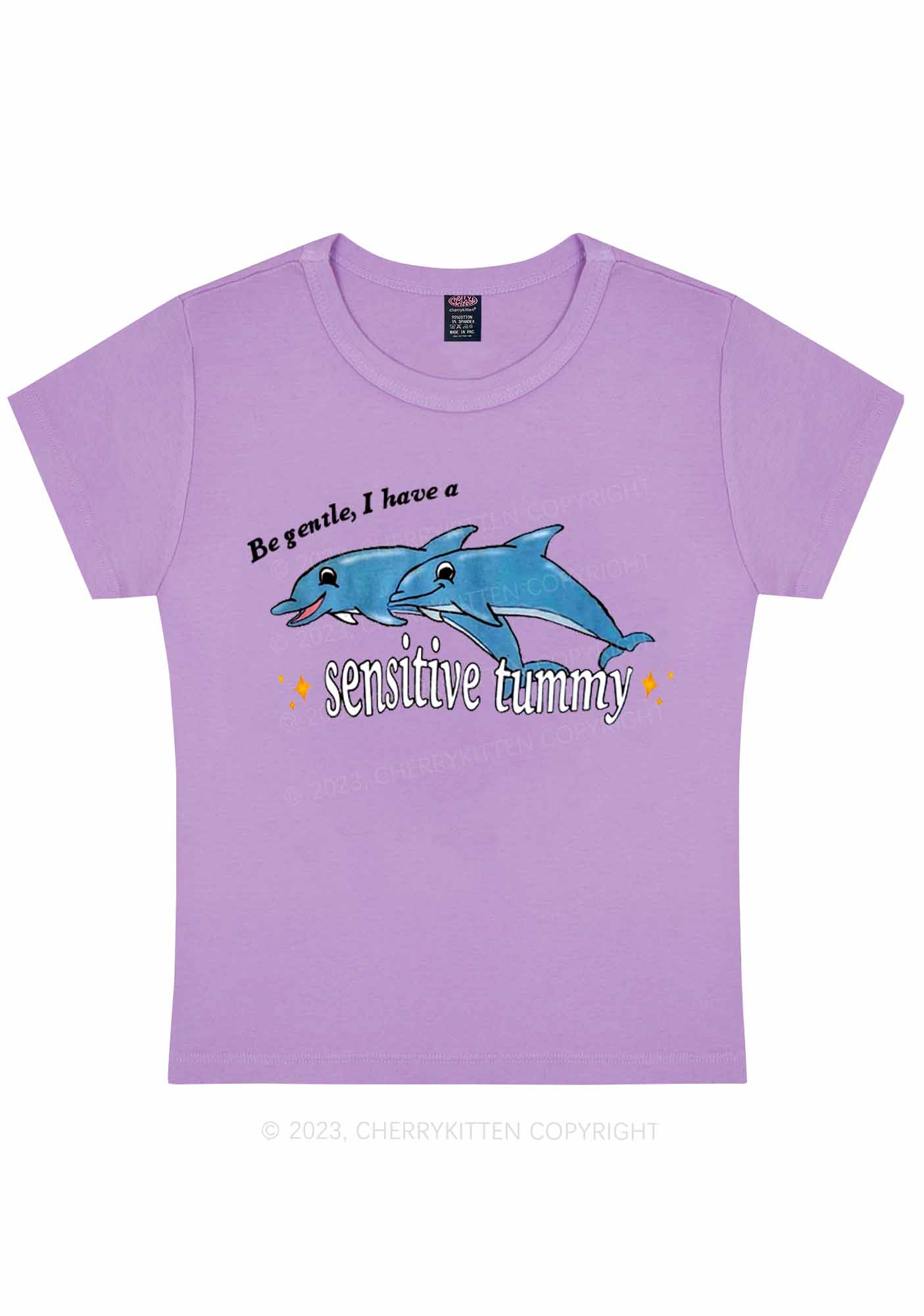 Curvy Sensitive Tummy Y2K Baby Tee Cherrykitten