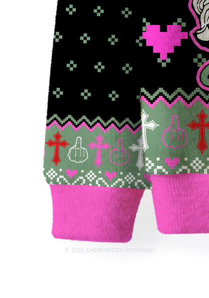 Merry Santa Y2K Christmas Knit Sweatshirt Cherrykitten