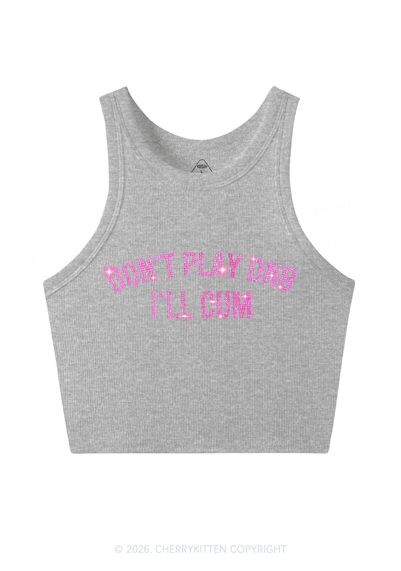Rhinestone Dont Play DNB Y2K Crop Tank Top Cherrykitten