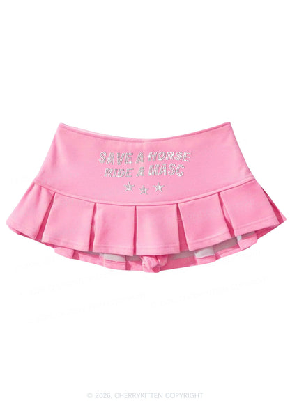 Rhinestone Ride A Masc Pride Y2K Mini Pleated Skirts Cherrykitten