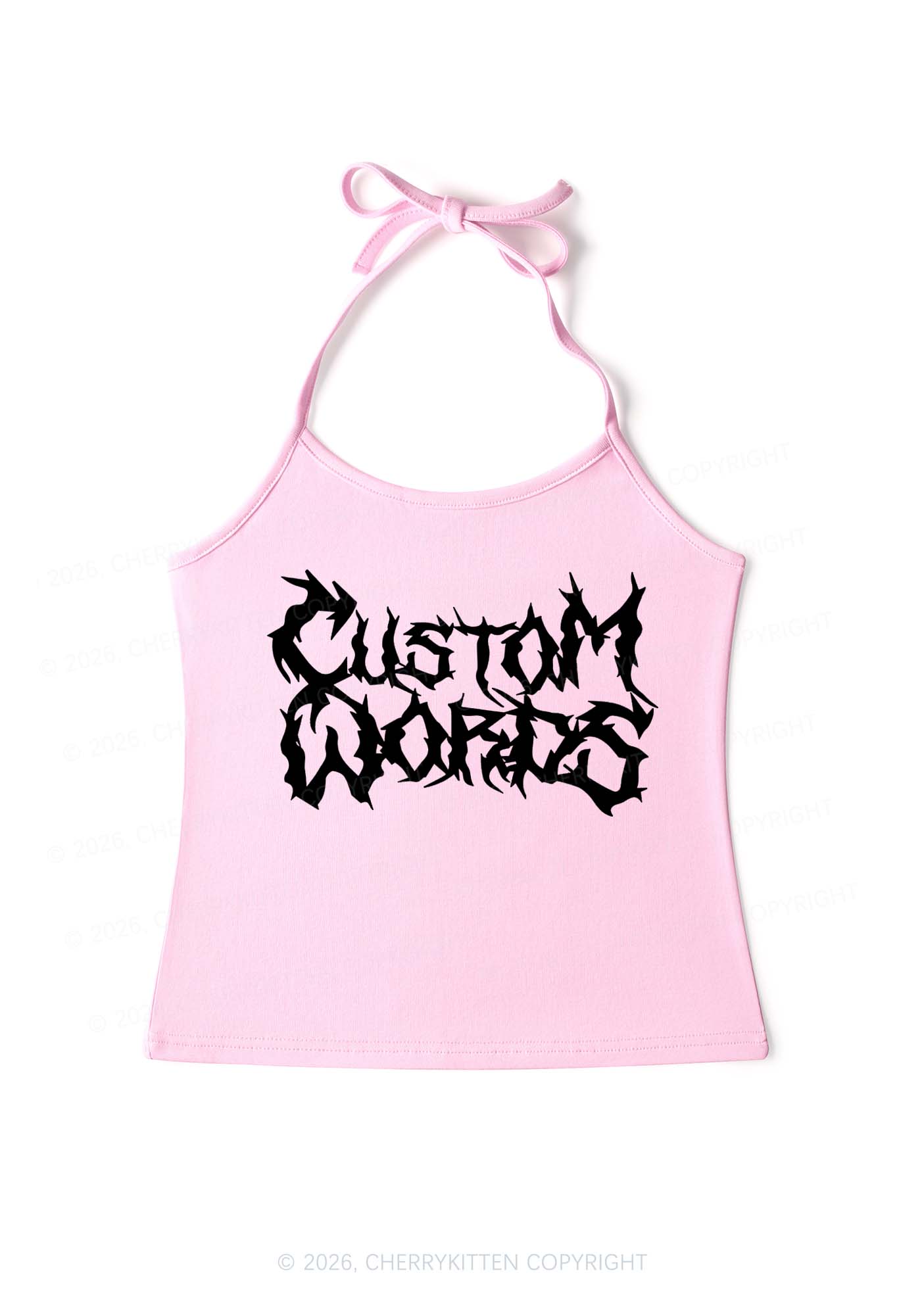 Custom Text Punk Font Y2K Halter Neck Cami Cherrykitten