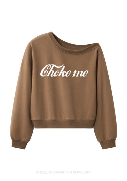 Choke Me Y2K Off Shoulder Sweatshirts Cherrykitten