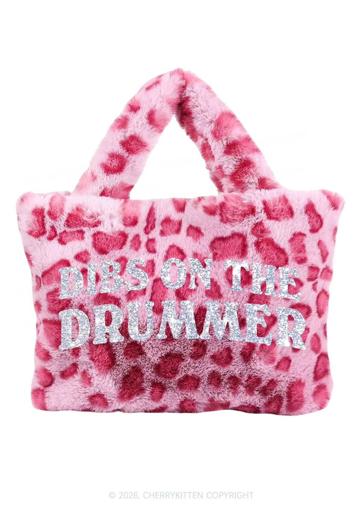 Glitter Dibs On The Drummer Y2K Plush Leopard Handbag Cherrykitten