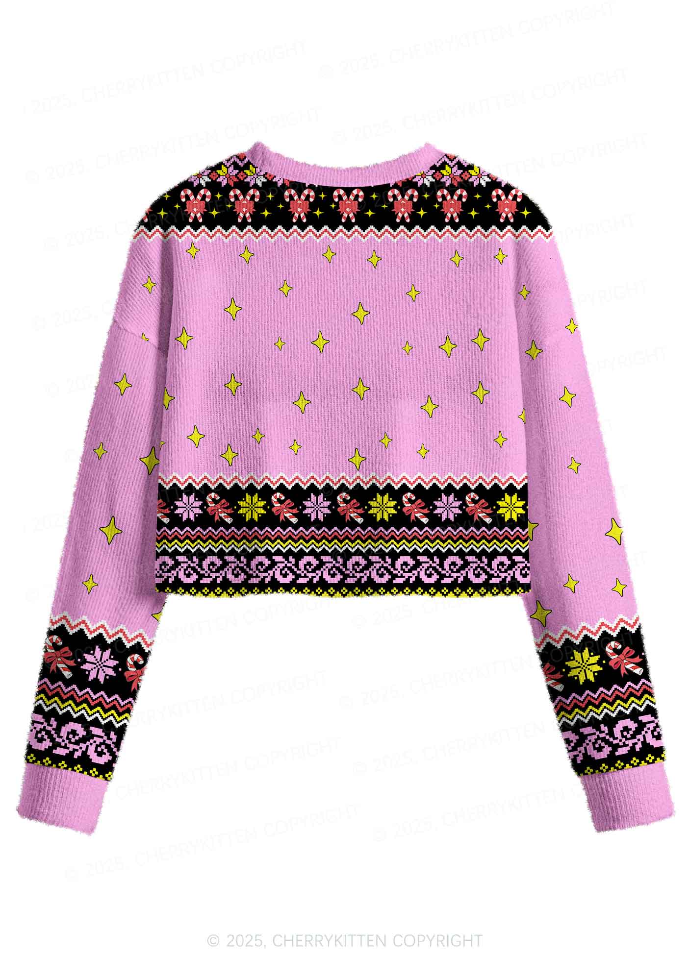 Lick Itself Y2K Christmas Crop Knit Sweatshirt Cherrykitten