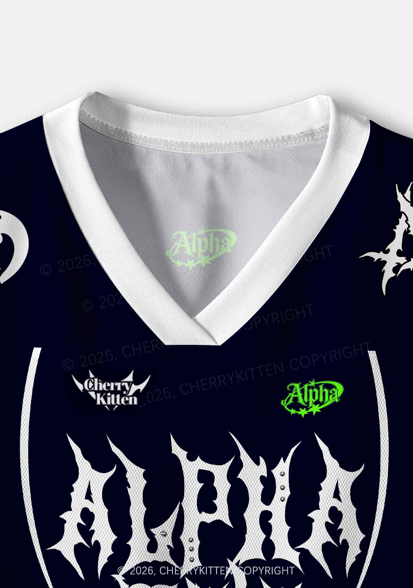 Punk Alpha Male Pride Y2K Crop Sport Jersey Shirts Cherrykitten