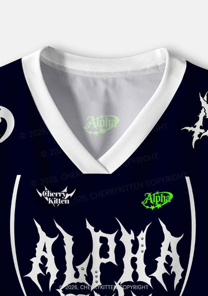 Punk Alpha Male Pride Y2K Crop Sport Jersey Shirts Cherrykitten