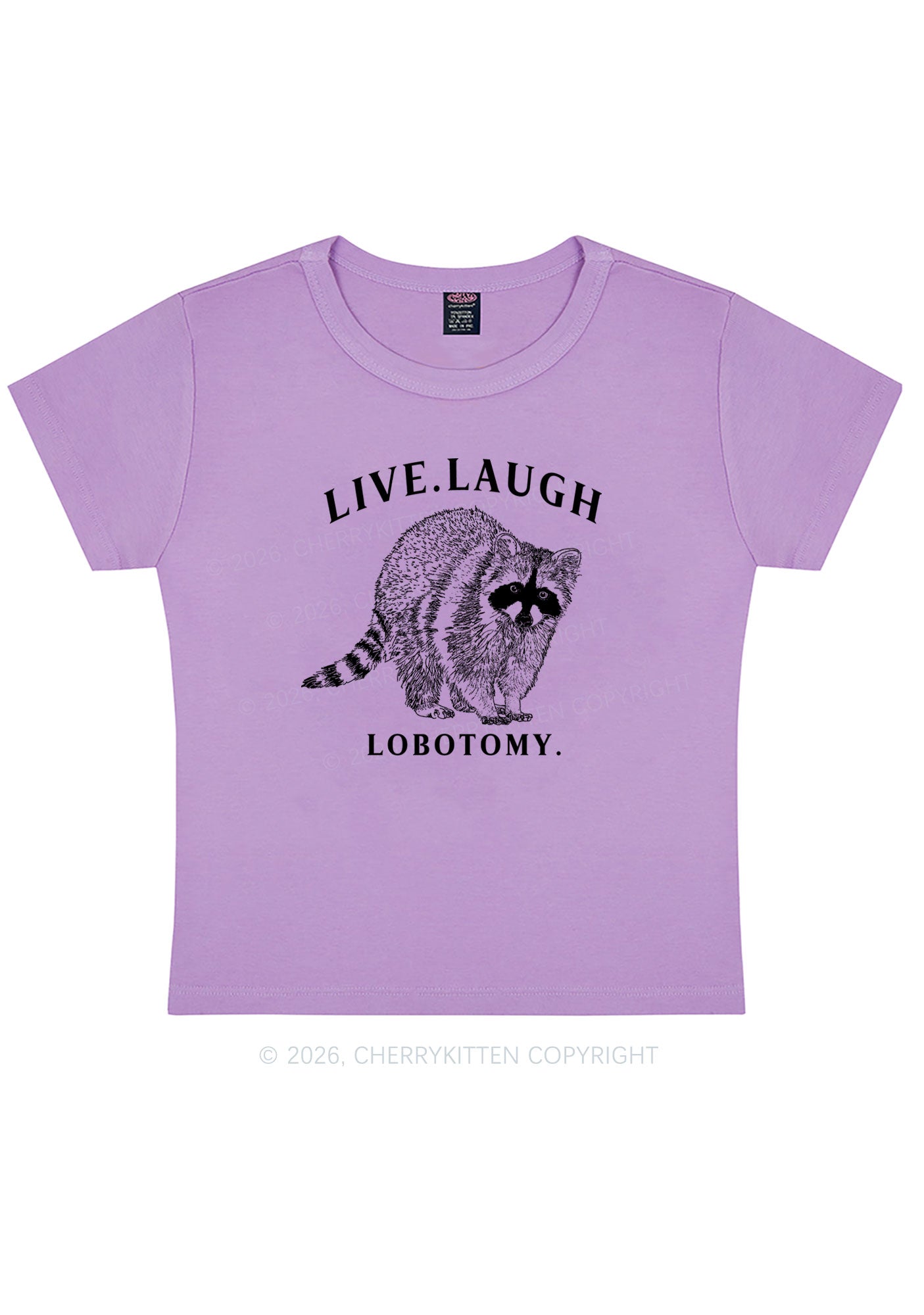 Live Laugh Lobotomy Raccoon Y2K Baby Tee Cherrykitten