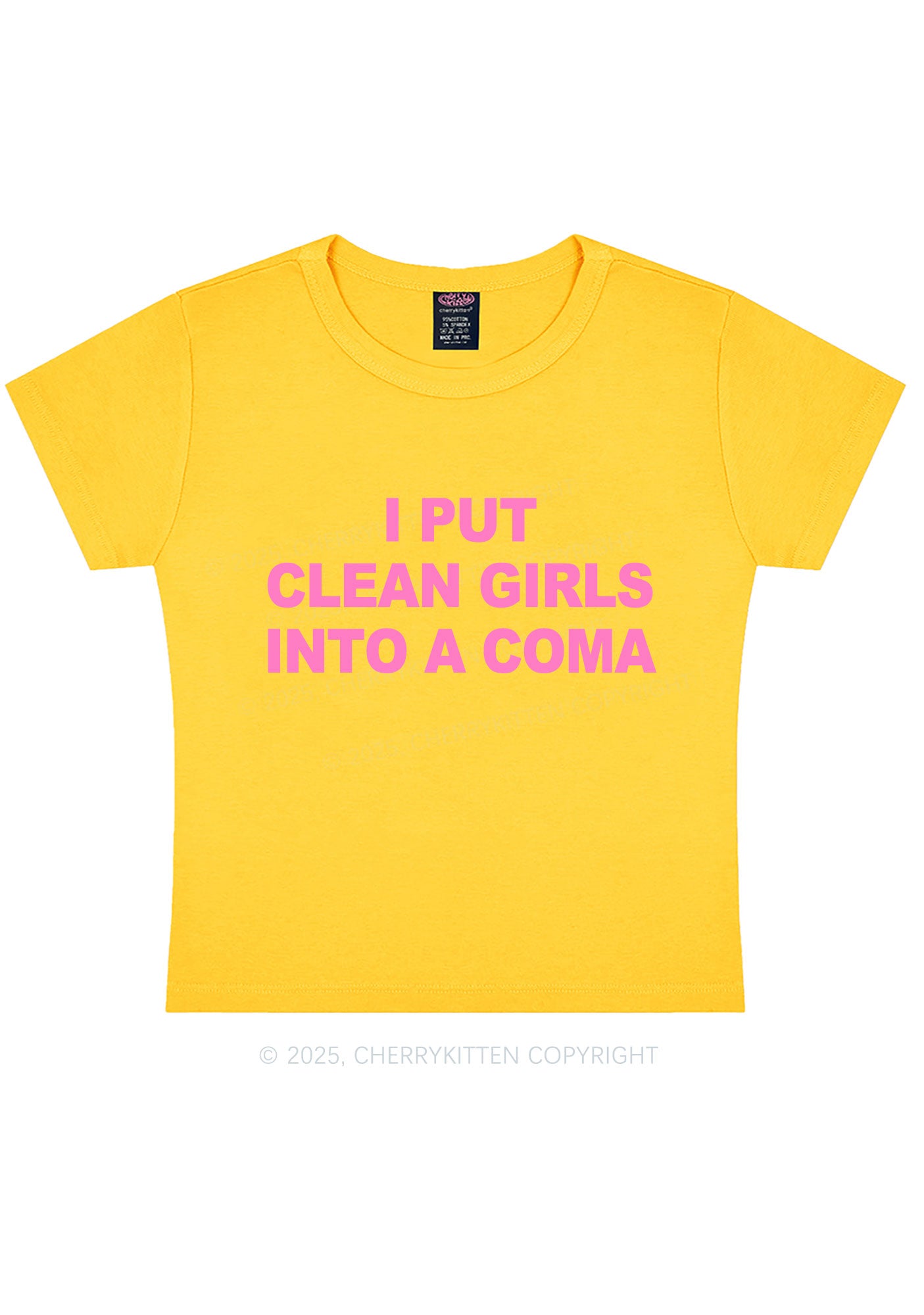 Put Clean Girls Into Coma Y2K Baby Tee Cherrykitten