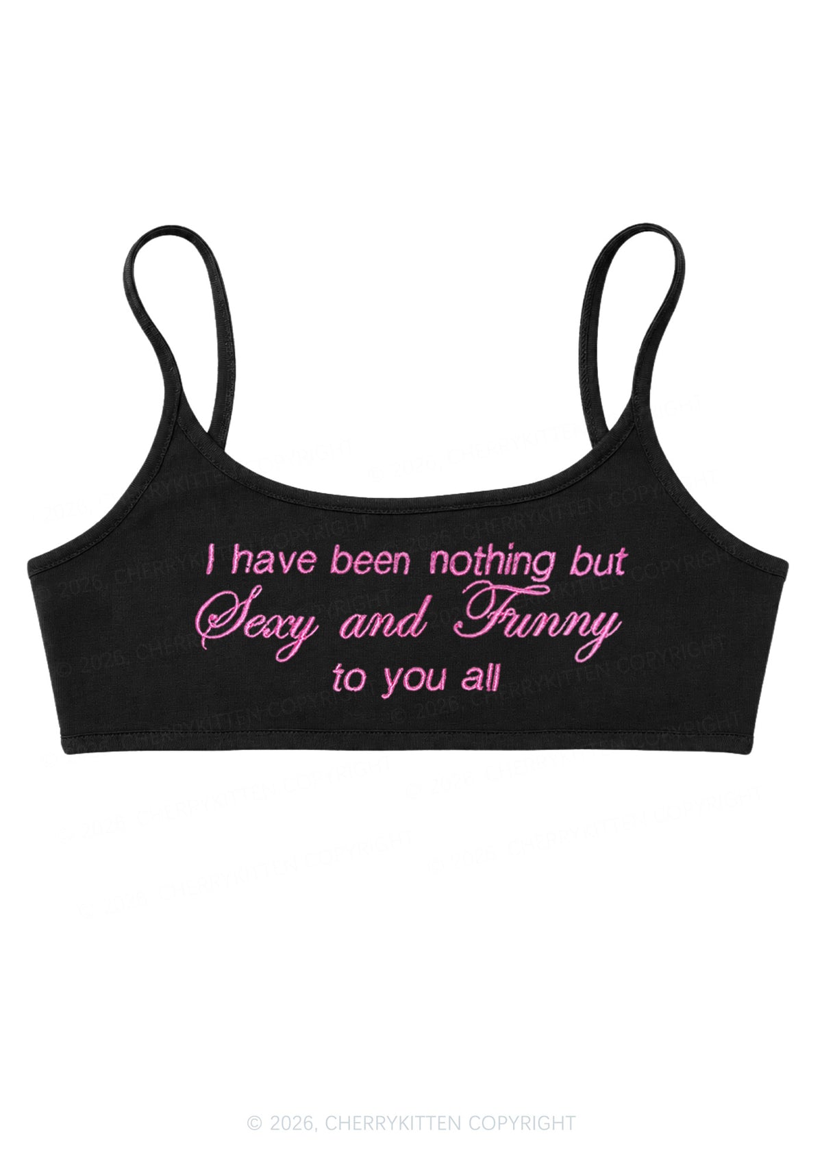 Embroidered I Have Been Nothing Y2K Super Crop Cami Cherrykitten