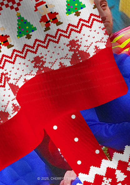 Super Santa Y2K Christmas Cardigan Knit Sweatshirt Cherrykitten