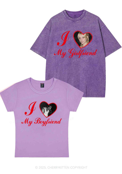 Custom Heart My BF GF Y2K Valentine's Day Couple Shirt Cherrykitten