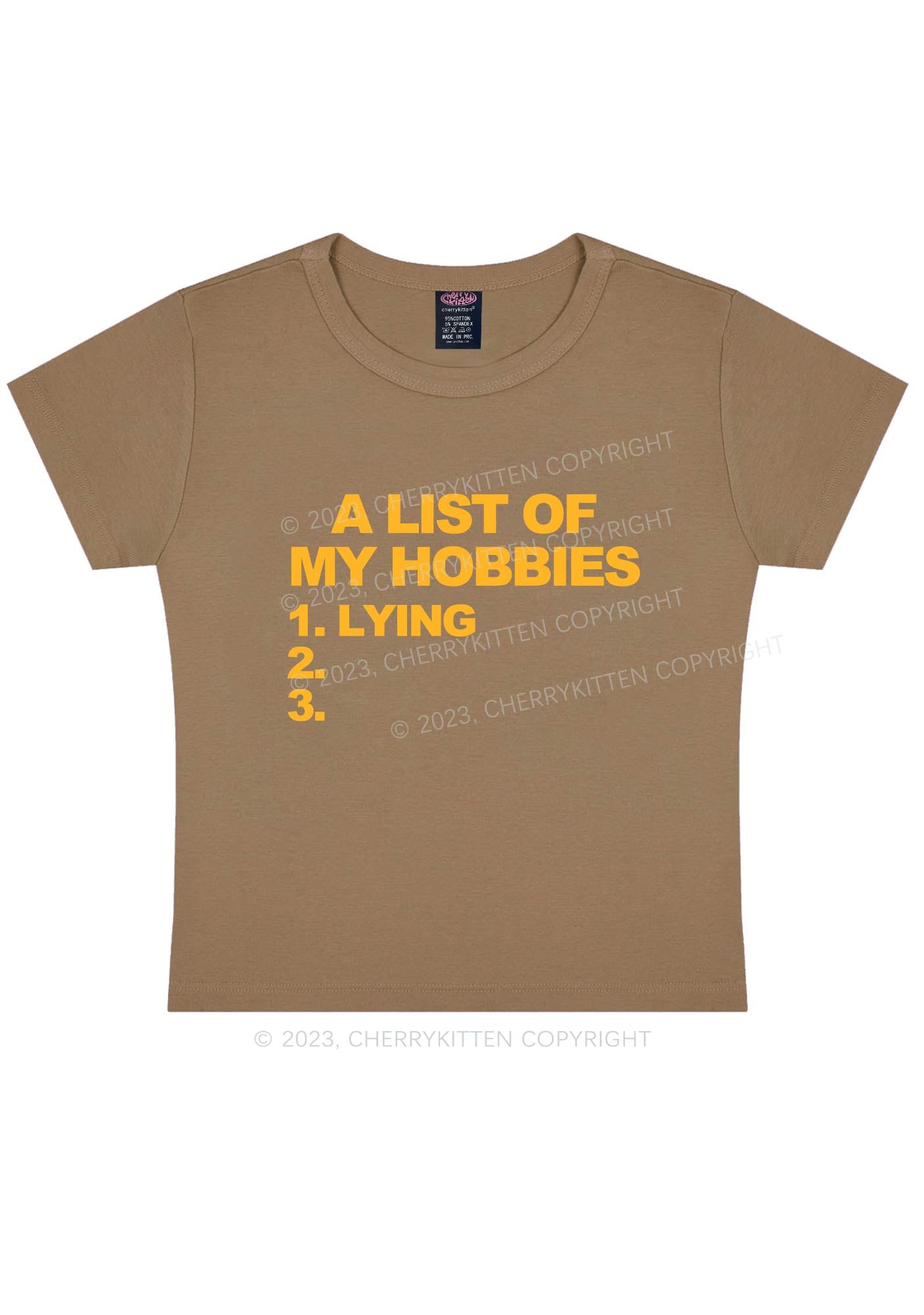 A List Of My Hobbies Lying Y2K Baby Tee Cherrykitten