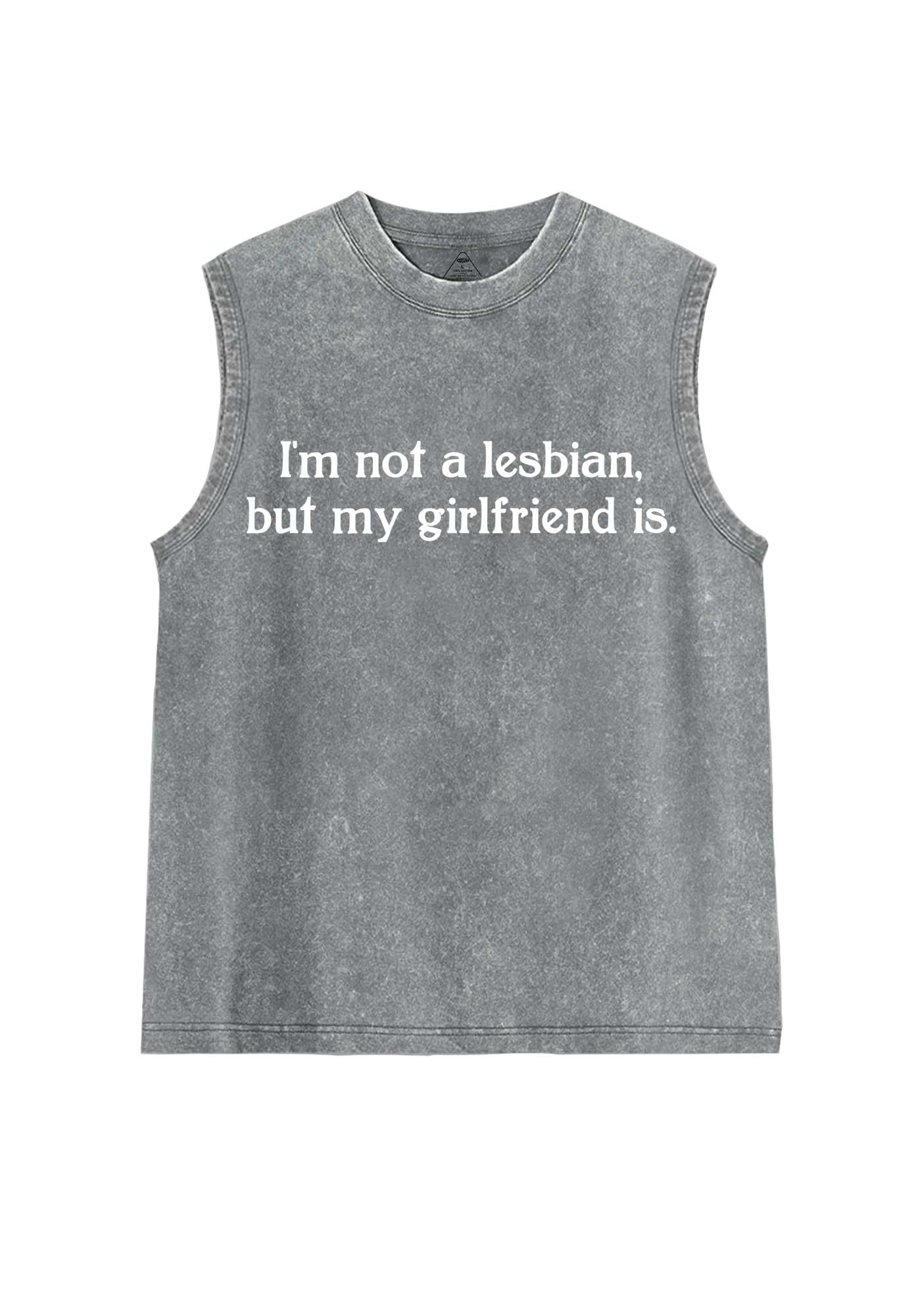 My Girlfriend Is Lesbian Pride Y2K Washed Muscle Tank Cherrykitten