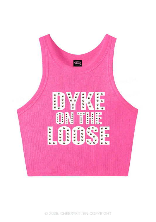 Dyke On The Loose Pride Y2K Crop Tank Top Cherrykitten