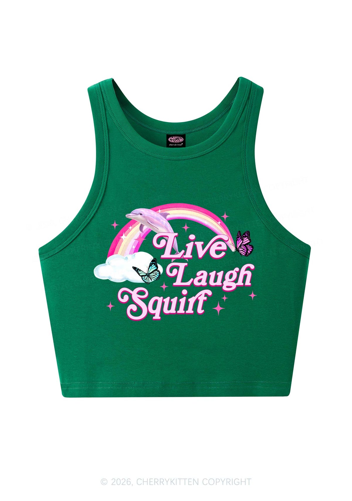 Live Laugh Squirt Y2K Crop Tank Top Cherrykitten