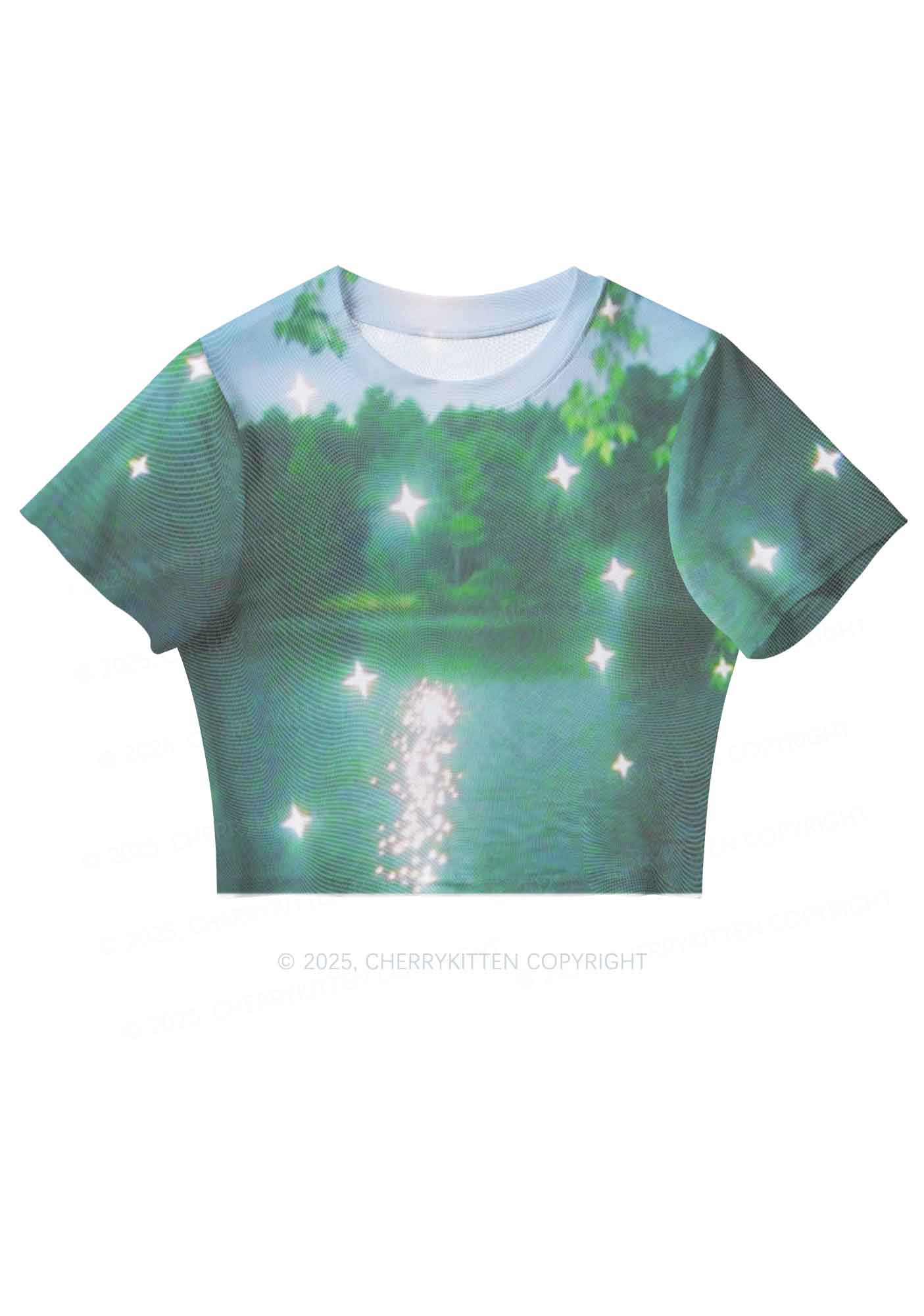 Forest Lake Y2K Mesh Crop Top Cherrykitten