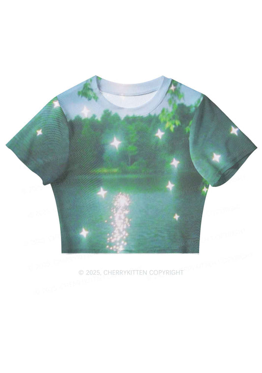 Forest Lake Y2K Mesh Crop Top Cherrykitten