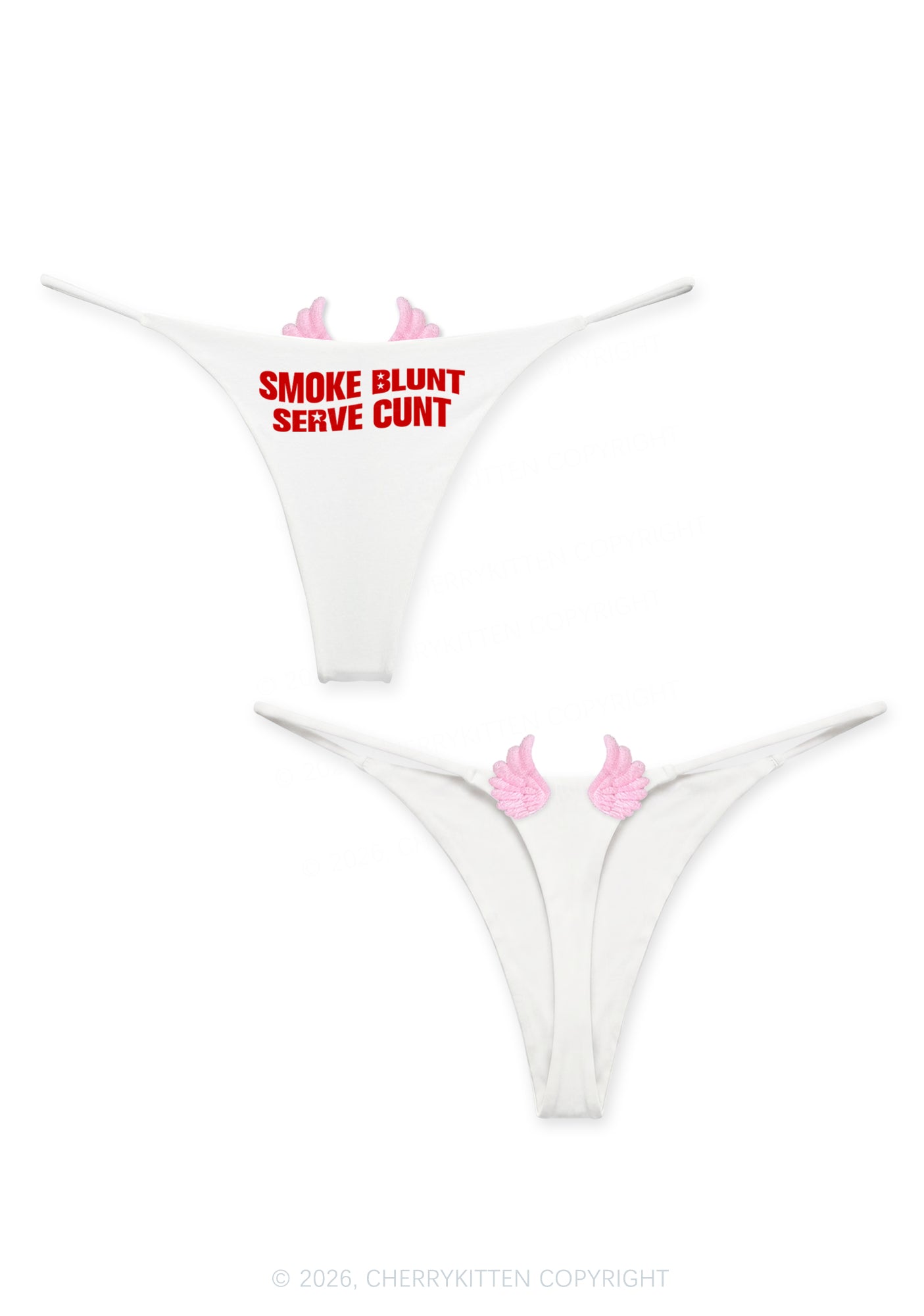 Smoke Blunt Y2K Goth Angel Wings Bikini String Thong Cherrykitten