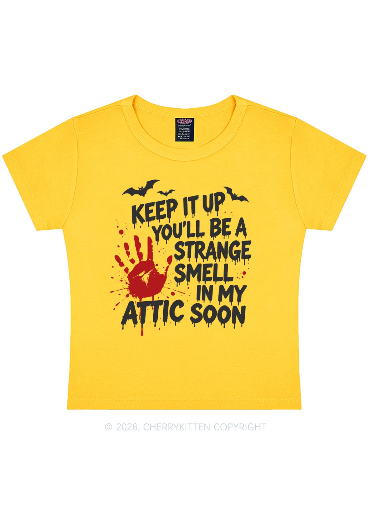Halloween Strange Smell In My Attic Y2K Baby Tee Cherrykitten