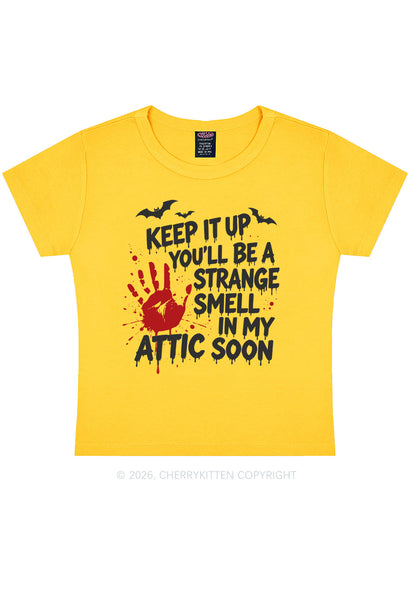 Halloween Strange Smell In My Attic Y2K Baby Tee Cherrykitten