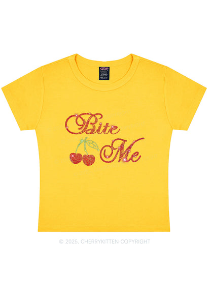 Rhinestone Red Cherry Bite Me Y2K Baby Tee Cherrykitten