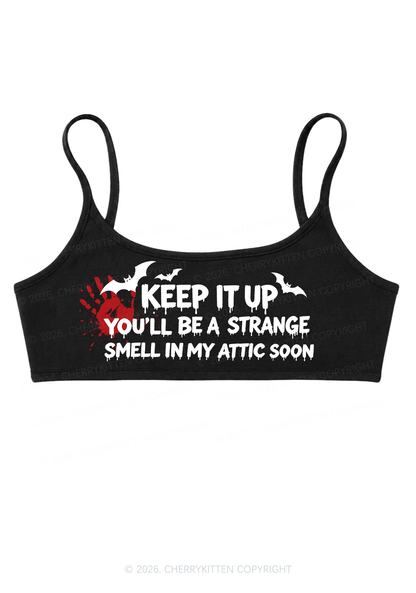 Halloween Strange Smell In My Attic Y2K Super Crop Cami Cherrykitten