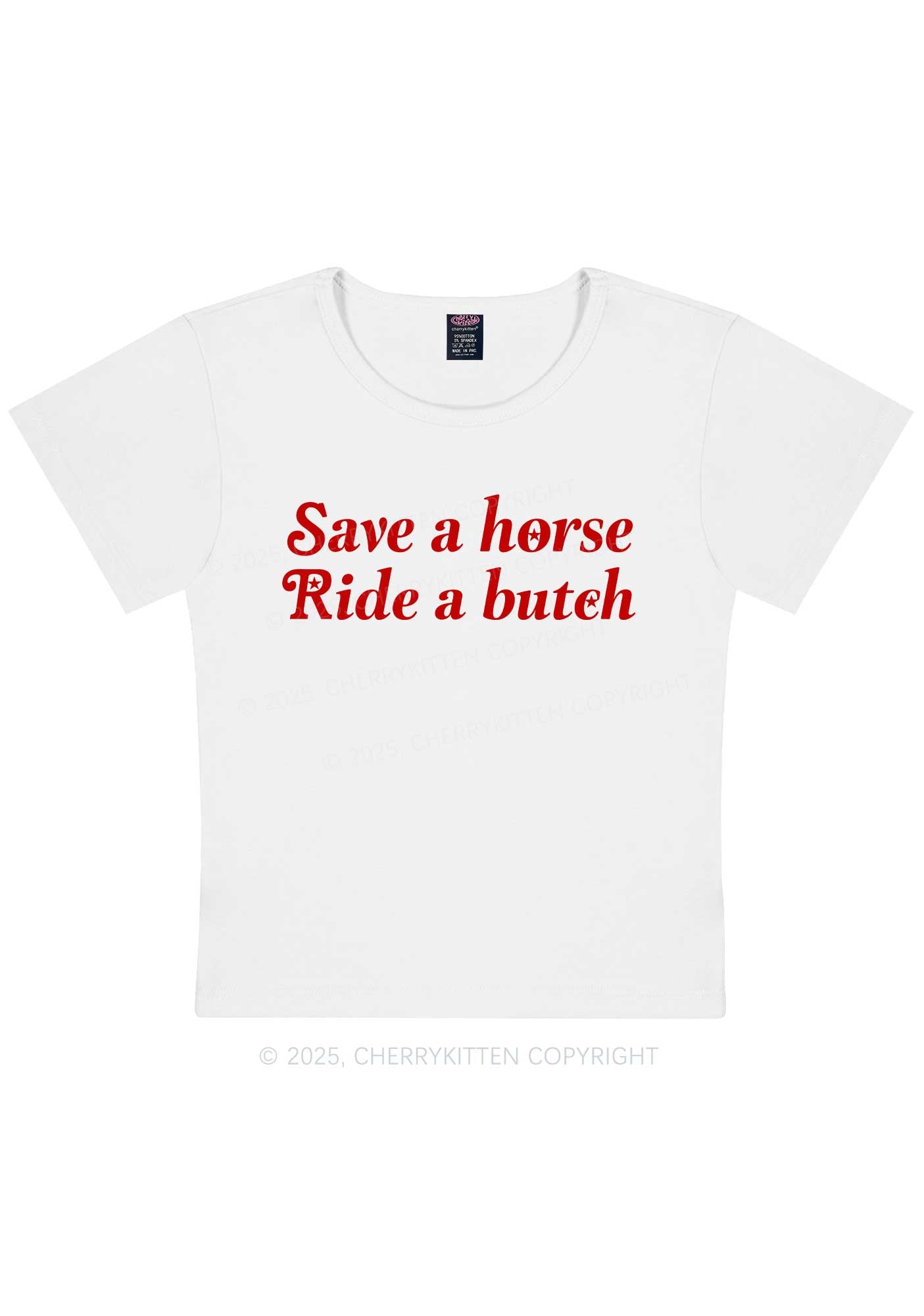 Save Horse Ride Butch Y2K Baby Tee Cherrykitten