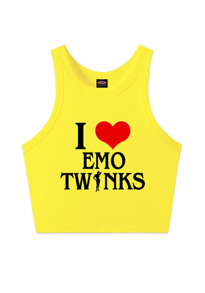 I Love Emo Twinks Pride Y2K Crop Tank Top Cherrykitten