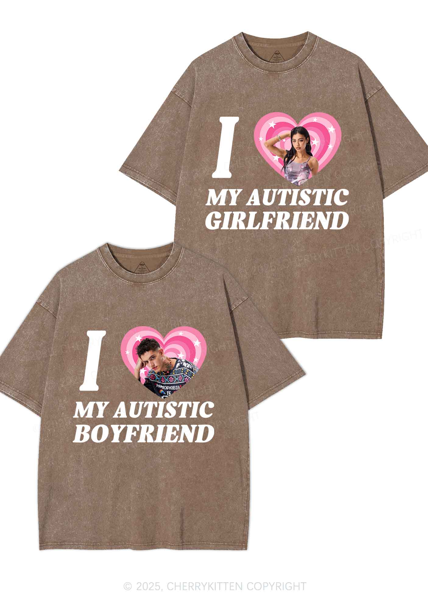 Custom My Autistic BF GF Y2K Valentine's Day Washed Tee Cherrykitten