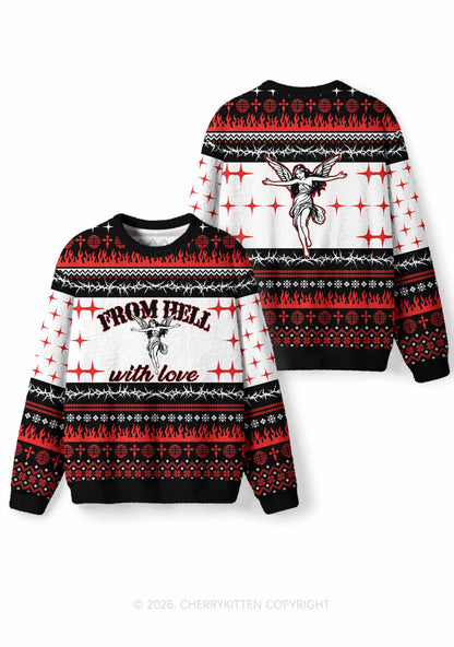 From Hell With Love Y2K Christmas Knit Sweatshirt Cherrykitten