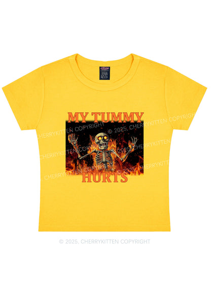 Skeleton Tummy Hurts Y2K Baby Tee Cherrykitten