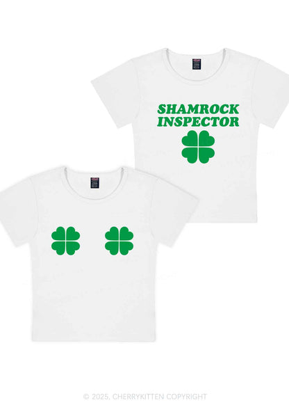 Shamrock Inspector Two Sides St Patricks Y2K Baby Tee Cherrykitten