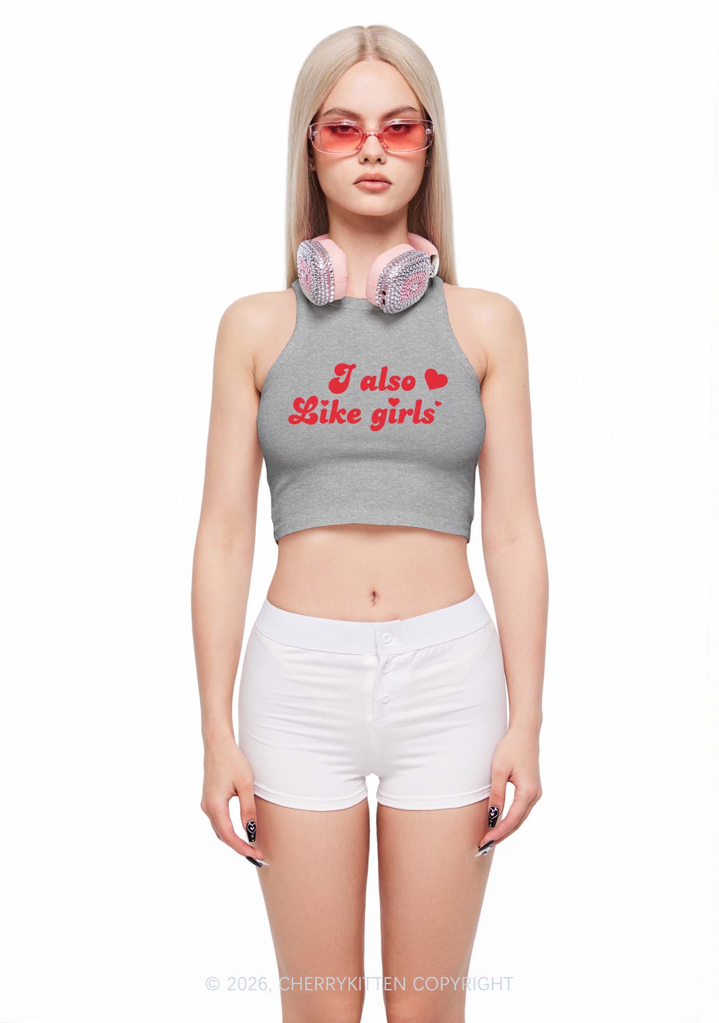 I Also Like Girls Pride Y2K Crop Tank Top Cherrykitten