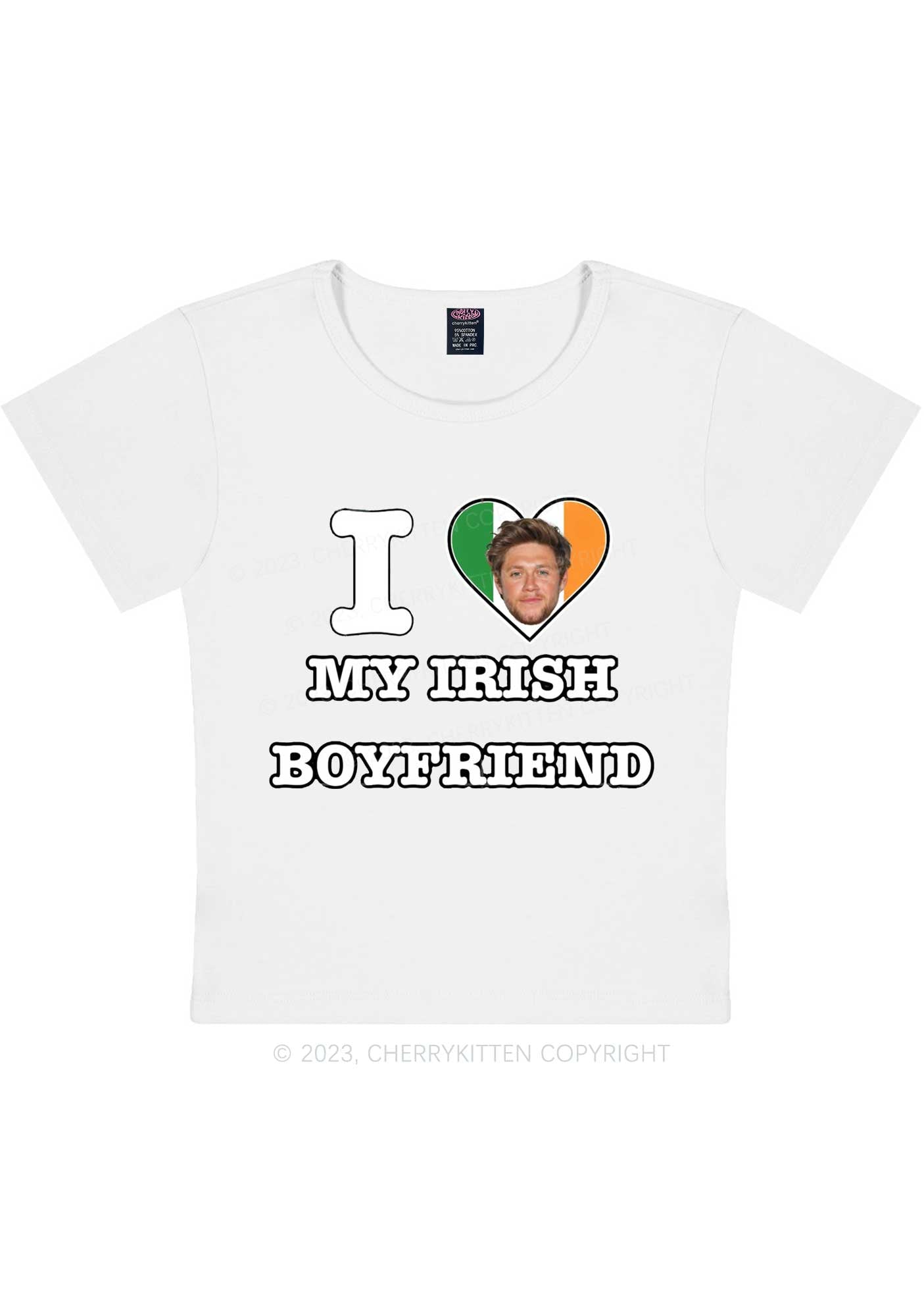 Custom Irish Boyfriend Photo St Patricks Y2K Baby Tee Cherrykitten