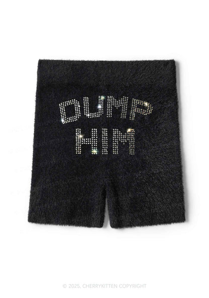 Rhinestone Dump Him Y2K Fluffy Shorts Cherrykitten
